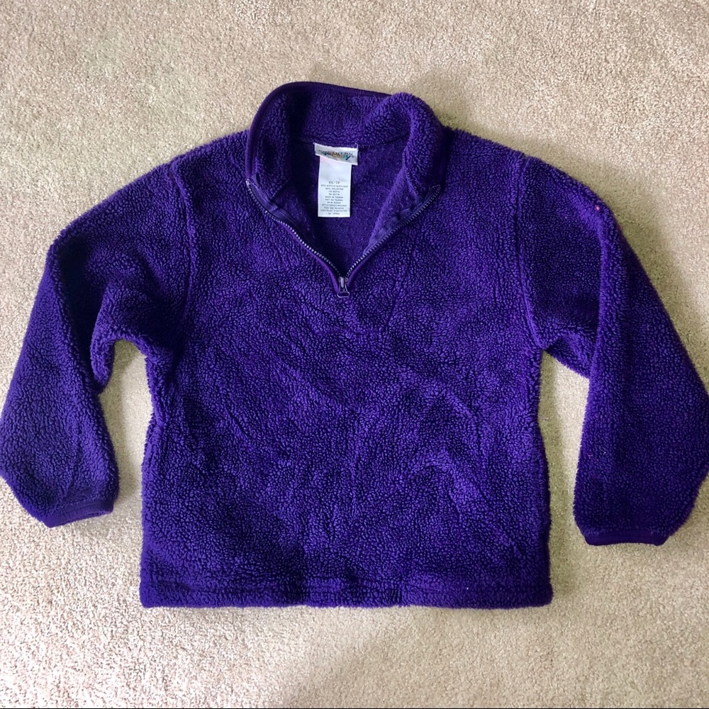 Purple Quarter Zip Fuzzy Cozy Pullover Jacket Sweatshirt Winter Girls